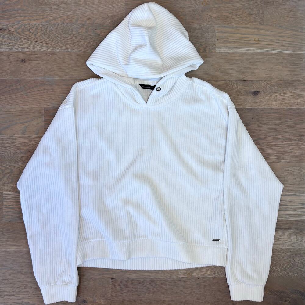 Abercrombie & Fitch Cozy Lounge Rib Hoodie White Womens Size Medium